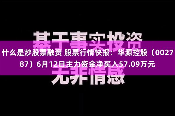 什么是炒股票融资 股票行情快报：华源控股（002787）6月12日主力资金净买入57.09万元