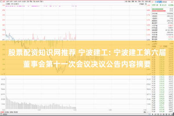 股票配资知识网推荐 宁波建工: 宁波建工第六届董事会第十一次会议决议公告内容摘要