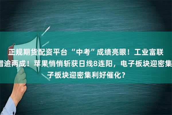 正规期货配资平台 “中考”成绩亮眼！工业富联归母净利增逾两成！苹果悄悄斩获日线8连阳，电子板块迎密集利好催化？