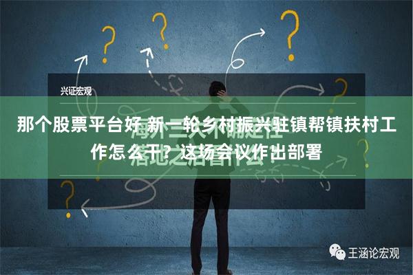 那个股票平台好 新一轮乡村振兴驻镇帮镇扶村工作怎么干？这场会议作出部署