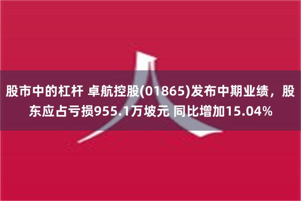 股市中的杠杆 卓航控股(01865)发布中期业绩，股东应占亏损955.1万坡元 同比增加15.04%