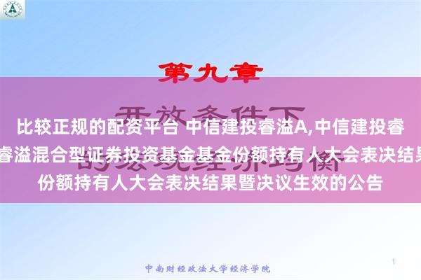 比较正规的配资平台 中信建投睿溢A,中信建投睿溢C: 关于中信建投睿溢混合型证券投资基金基金份额持有人大会表决结果暨决议生效的公告