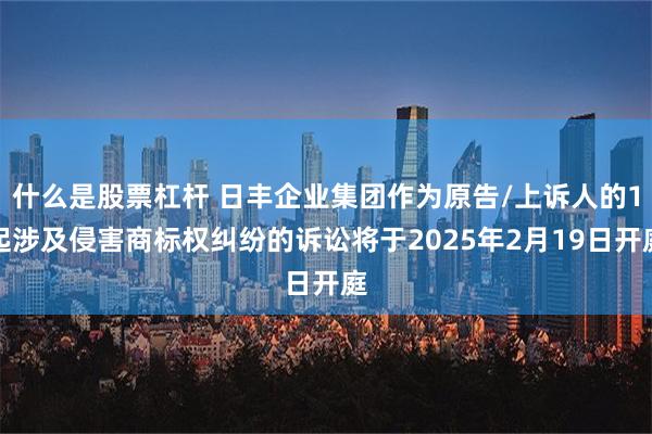 什么是股票杠杆 日丰企业集团作为原告/上诉人的1起涉及侵害商标权纠纷的诉讼将于2025年2月19日开庭